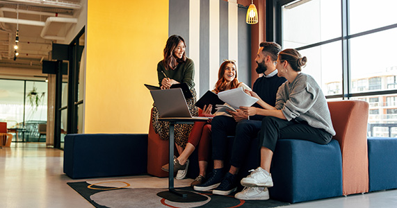 happy employees celebrating together